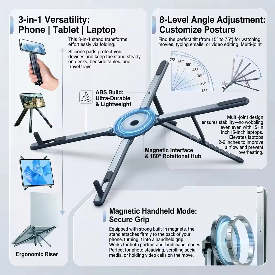 Useful Tablet Accessories - Penyangga Ponsel Magnetik Portabel & Tongsis