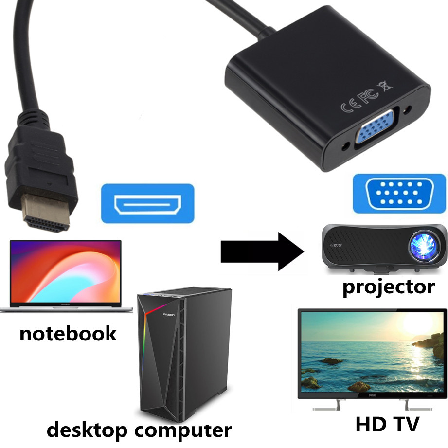 Adaptor HDMI ke VGA 1080P, Kon - Tablet Lap Desk ulasan dan harga